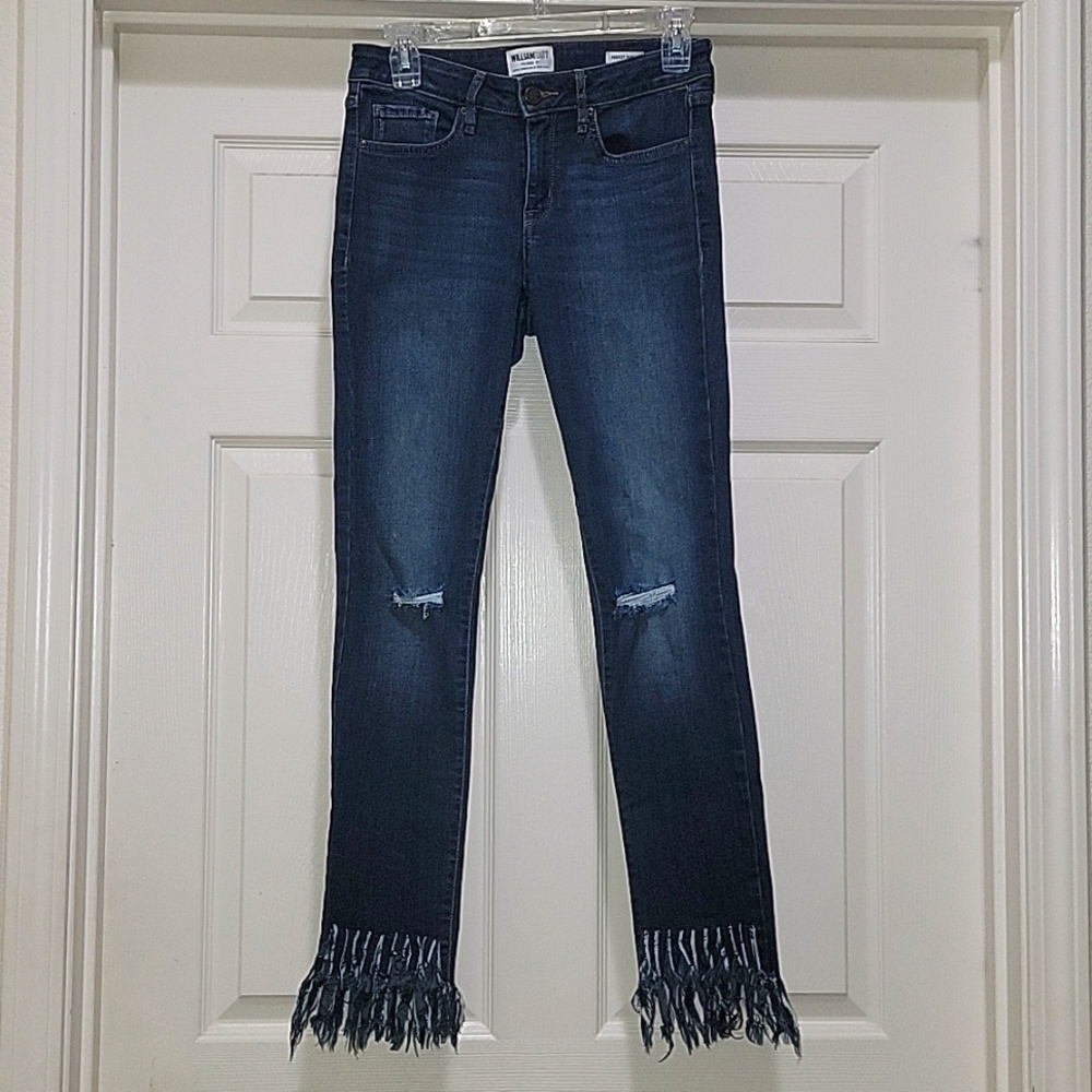 William Rast Women's Perfect Skinny Jeans Let's Roll With Fringe Size 28